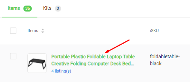 Click Inventory Item Name