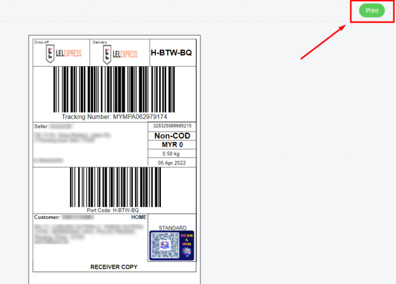 Print out the shipping label