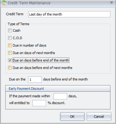 Credit Term Last Day Of The Month
