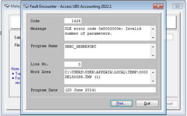 Access UBS Accounting 0x8002000e Error